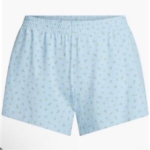 Skims Foldover Cotton Blend Jersey Shorts CHALK BLUE Micro Floral Print NWT RARE